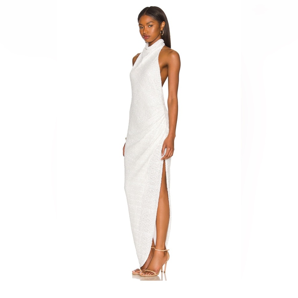 Amanda Uprichard Samba Gown in White Sequin